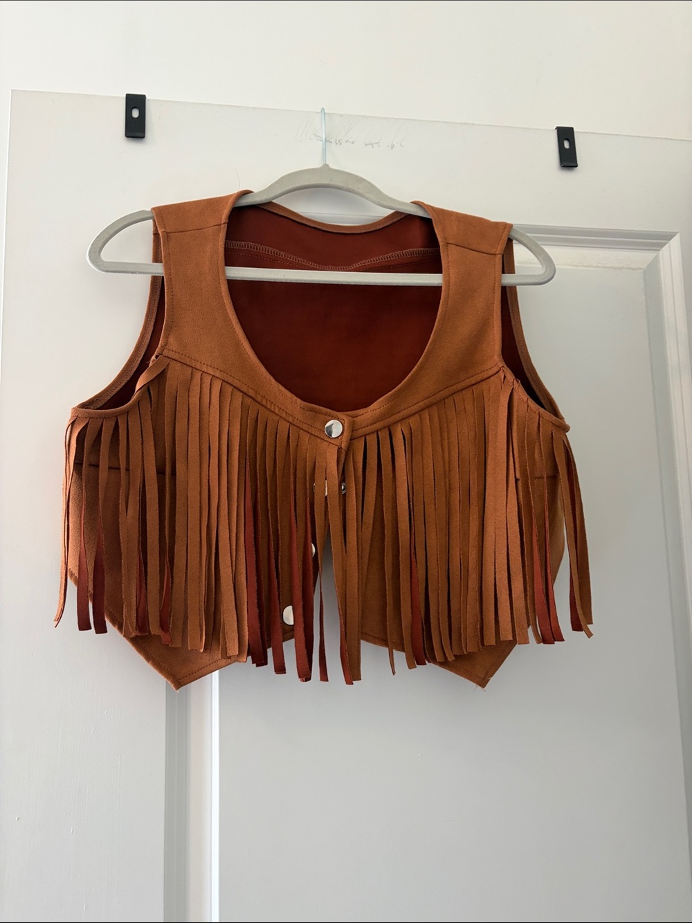 Suede Fringe Vest in Rust